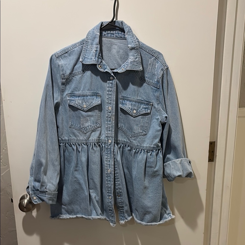 Light Blue Denim Button-Up Shirt